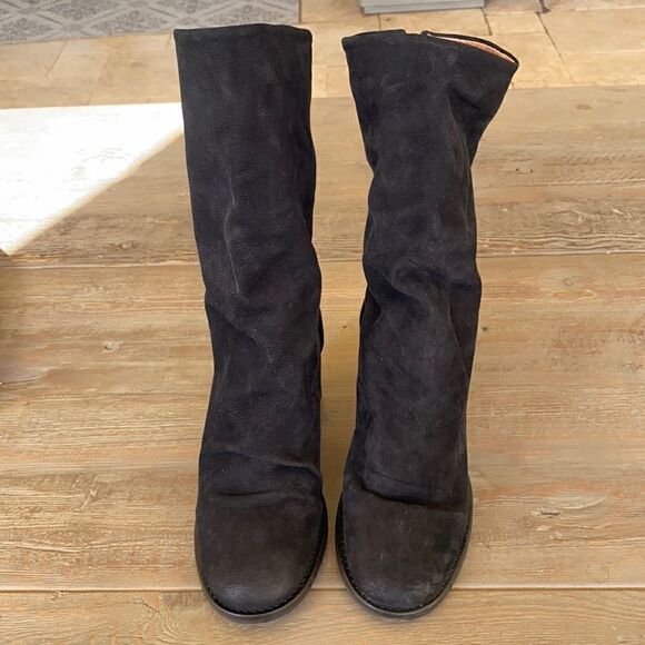 Free People Elle Block Heel Boot Black Suede US 8 NEW - Picture 4 of 12